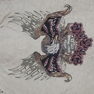 Harley Davidson Studded Eagle and Roses Womens size Small Short Sleeved Tee